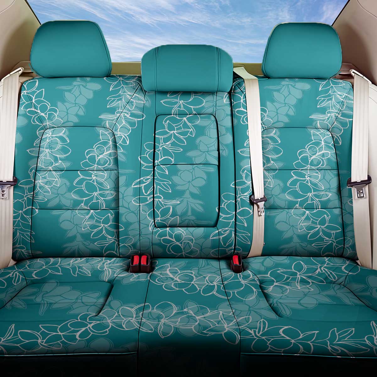 Hawaii Plumeria Lei Back Car Seat Cover Aloha Festive Vibe - Teal