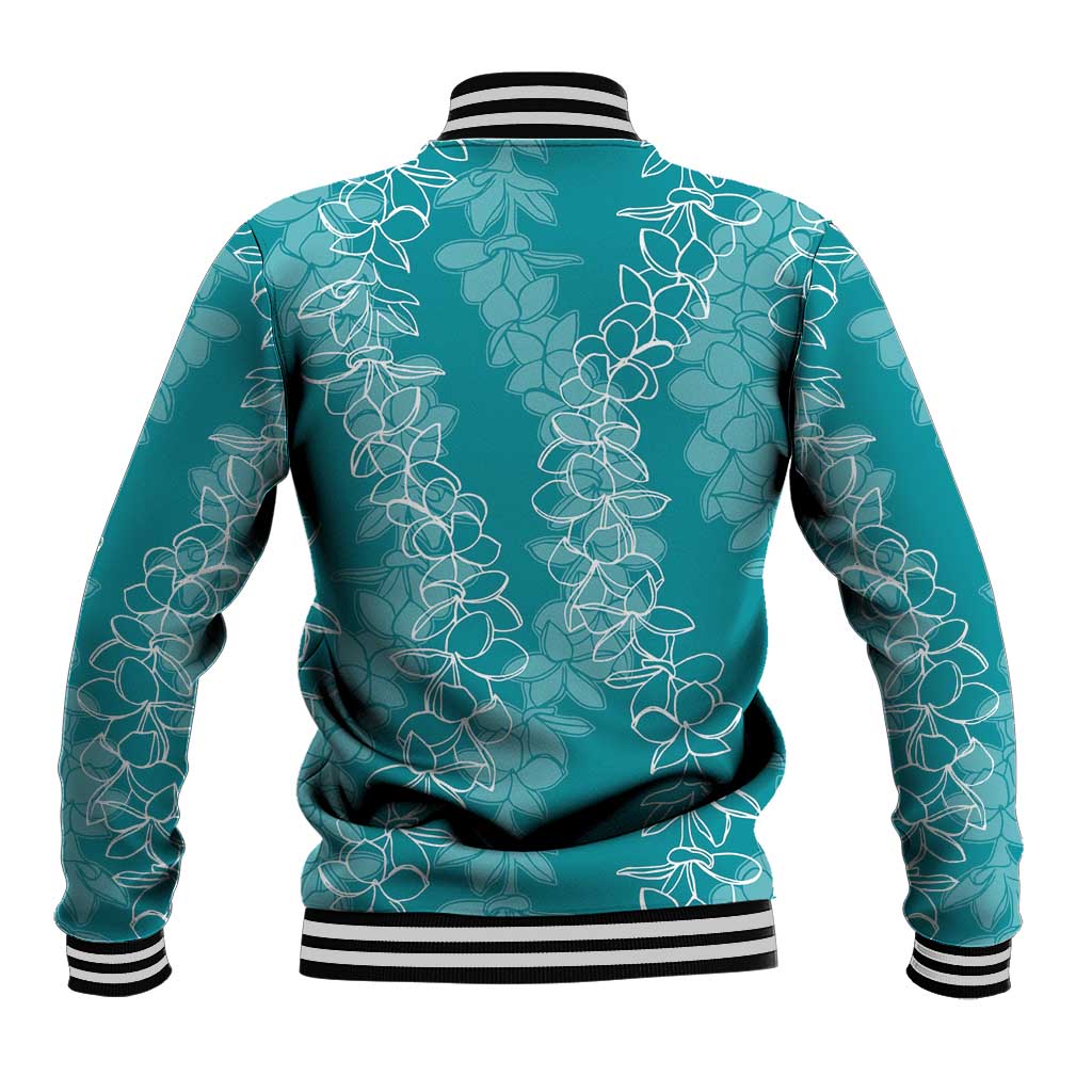 Hawaii Plumeria Lei Baseball Jacket Aloha Festive Vibe - Teal