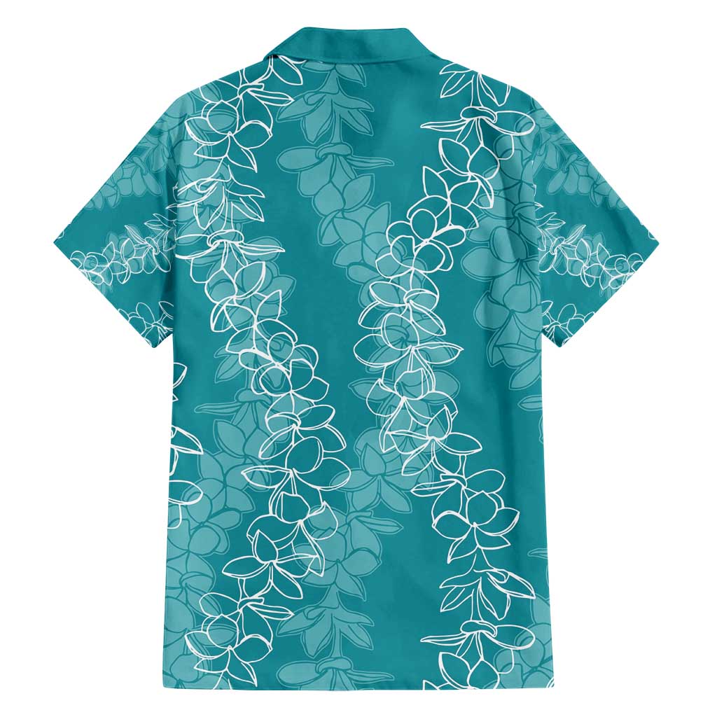 Hawaii Plumeria Lei Family Matching Long Sleeve Bodycon Dress and Hawaiian Shirt Aloha Festive Vibe - Teal