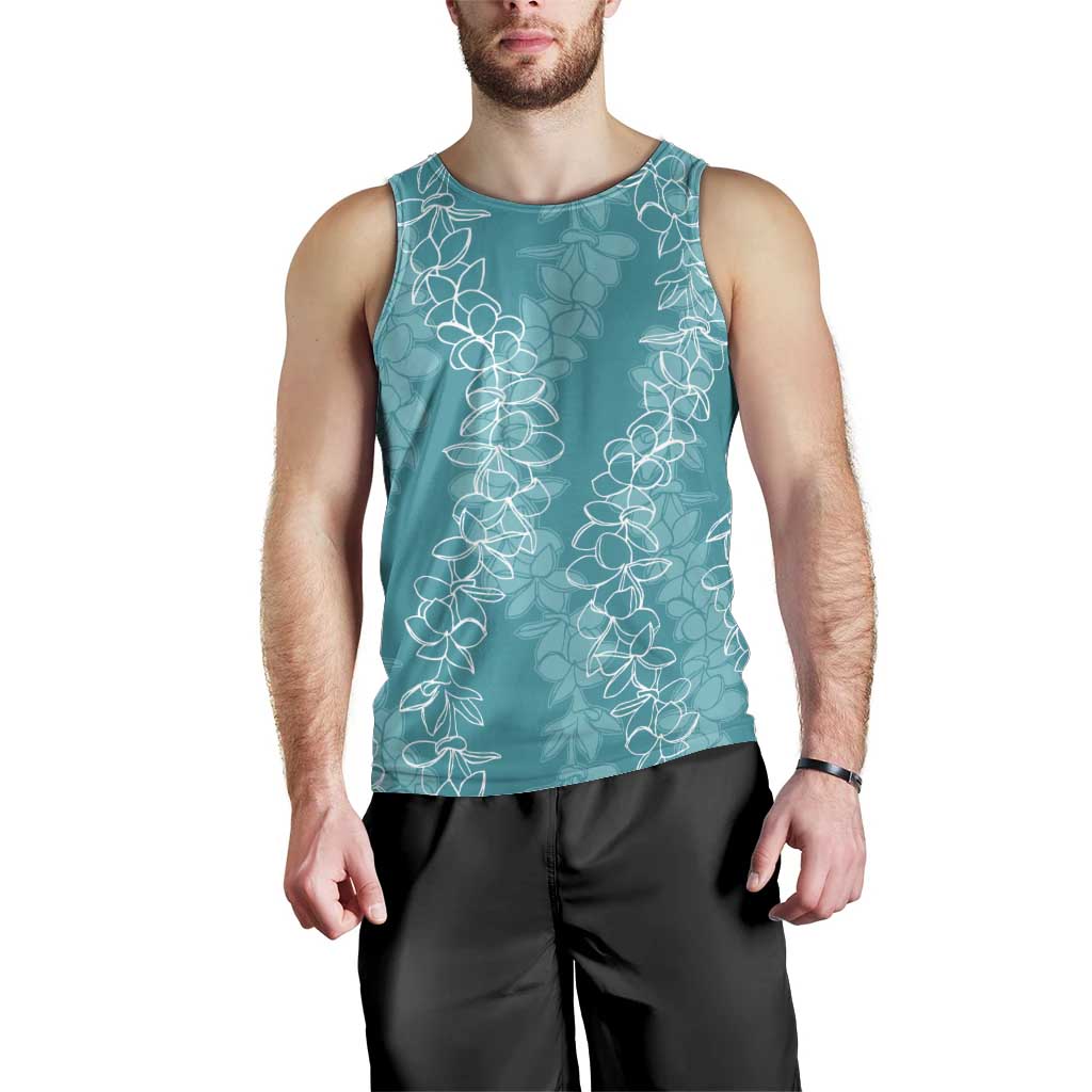 Hawaii Plumeria Lei Men Tank Top Aloha Festive Vibe - Teal