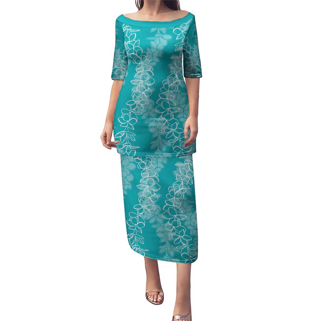 Hawaii Plumeria Lei Puletasi Aloha Festive Vibe - Teal