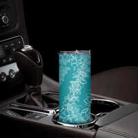 Hawaii Plumeria Lei Skinny Tumbler Aloha Festive Vibe - Teal