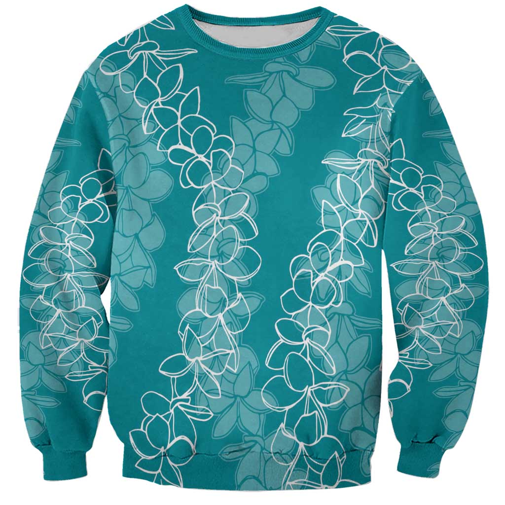 Hawaii Plumeria Lei Sweatshirt Aloha Festive Vibe - Teal