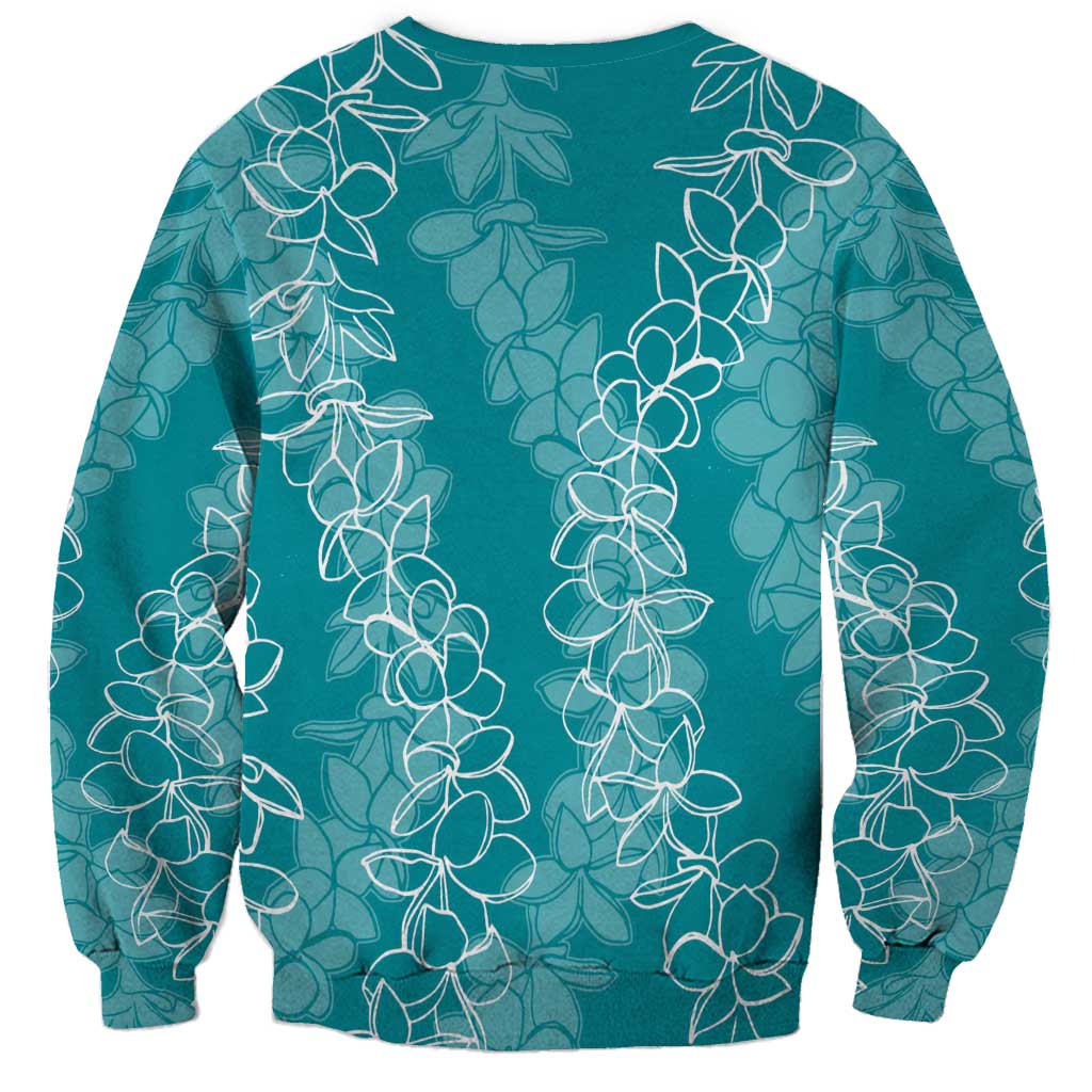 Hawaii Plumeria Lei Sweatshirt Aloha Festive Vibe - Teal