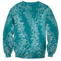 Hawaii Plumeria Lei Sweatshirt Aloha Festive Vibe - Teal