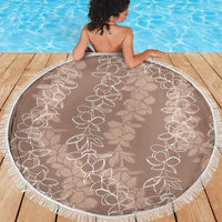 Hawaii Plumeria Lei Beach Blanket Aloha Festive Vibe - Beige