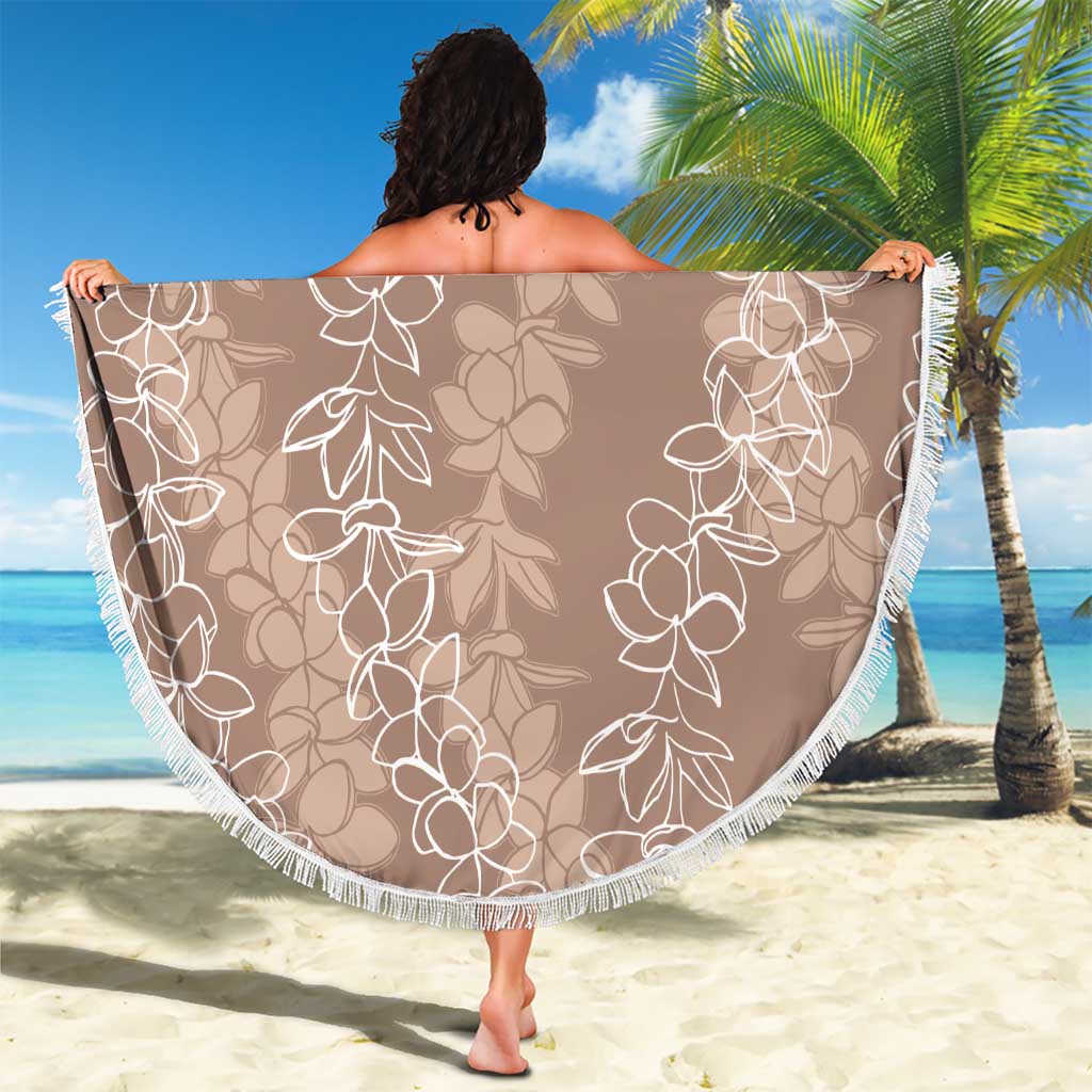 Hawaii Plumeria Lei Beach Blanket Aloha Festive Vibe - Beige