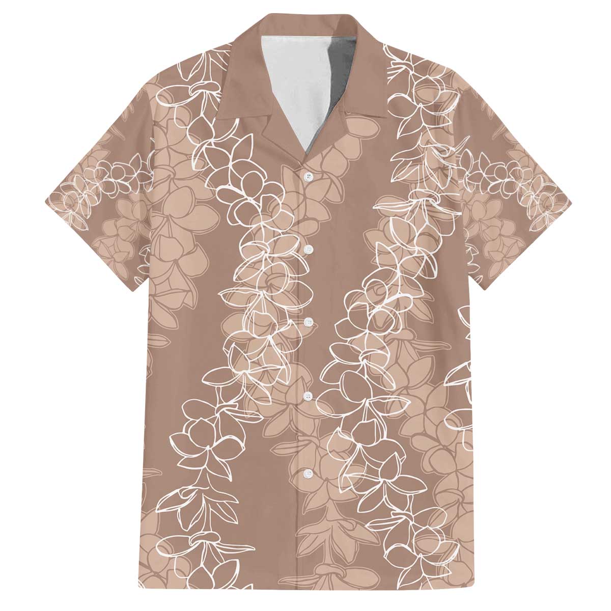 Hawaii Plumeria Lei Family Matching Off Shoulder Short Dress and Hawaiian Shirt Aloha Festive Vibe - Beige