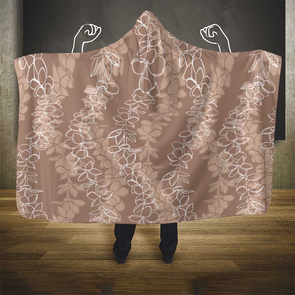 Hawaii Plumeria Lei Hooded Blanket Aloha Festive Vibe - Beige