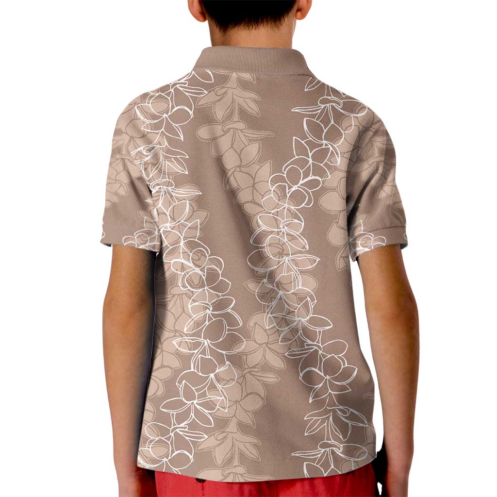 Hawaii Plumeria Lei Kid Polo Shirt Aloha Festive Vibe - Beige