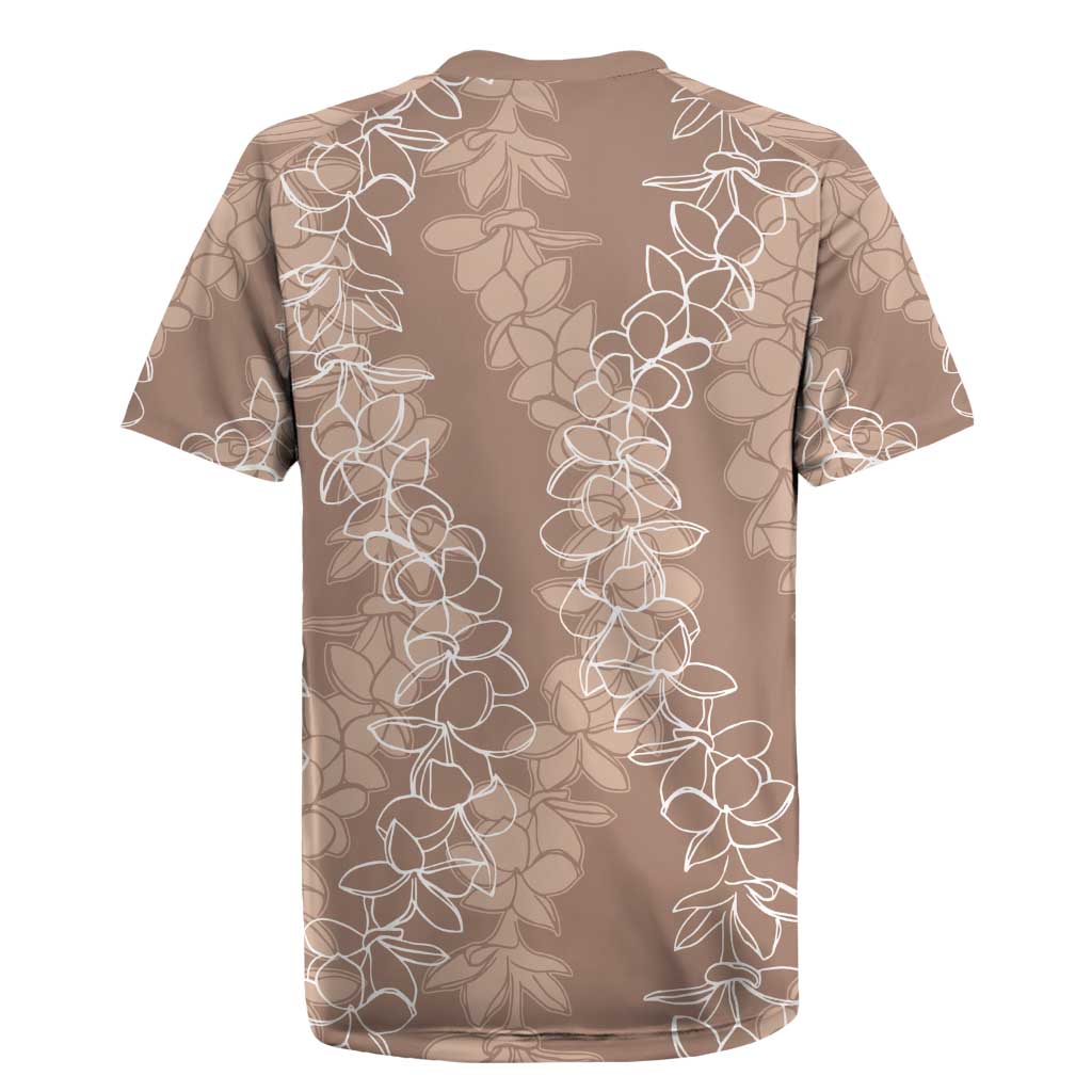 Hawaii Plumeria Lei Rugby Jersey Aloha Festive Vibe - Beige