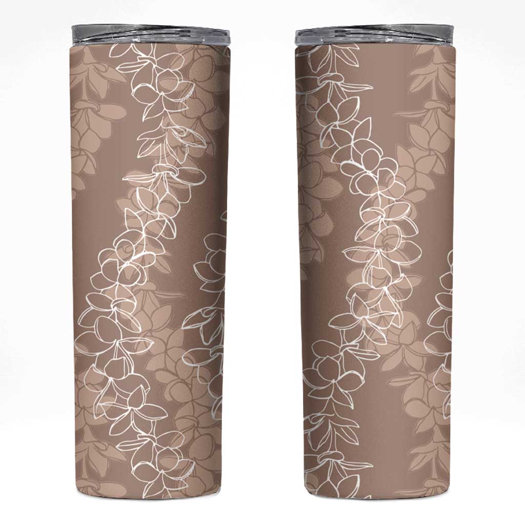 Hawaii Plumeria Lei Skinny Tumbler Aloha Festive Vibe - Beige