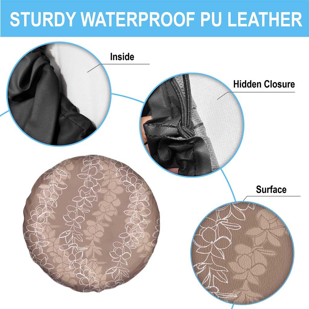 Hawaii Plumeria Lei Spare Tire Cover Aloha Festive Vibe - Beige