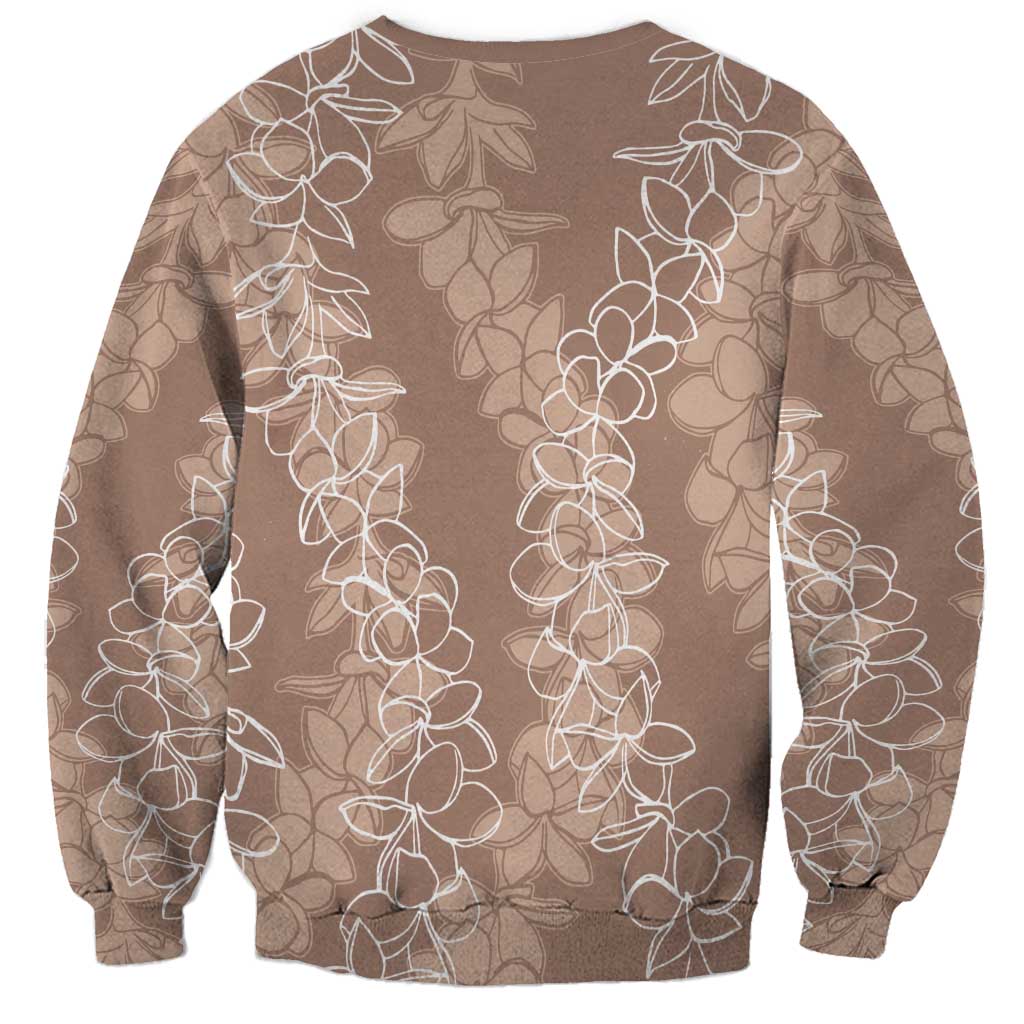 Hawaii Plumeria Lei Sweatshirt Aloha Festive Vibe - Beige