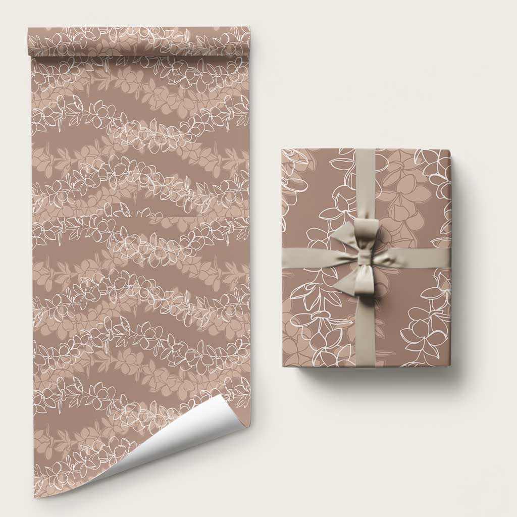 Hawaii Plumeria Lei Wrapping Paper Aloha Festive Vibe - Beige LT7 58" × 23" Beige - Polynesian Pride