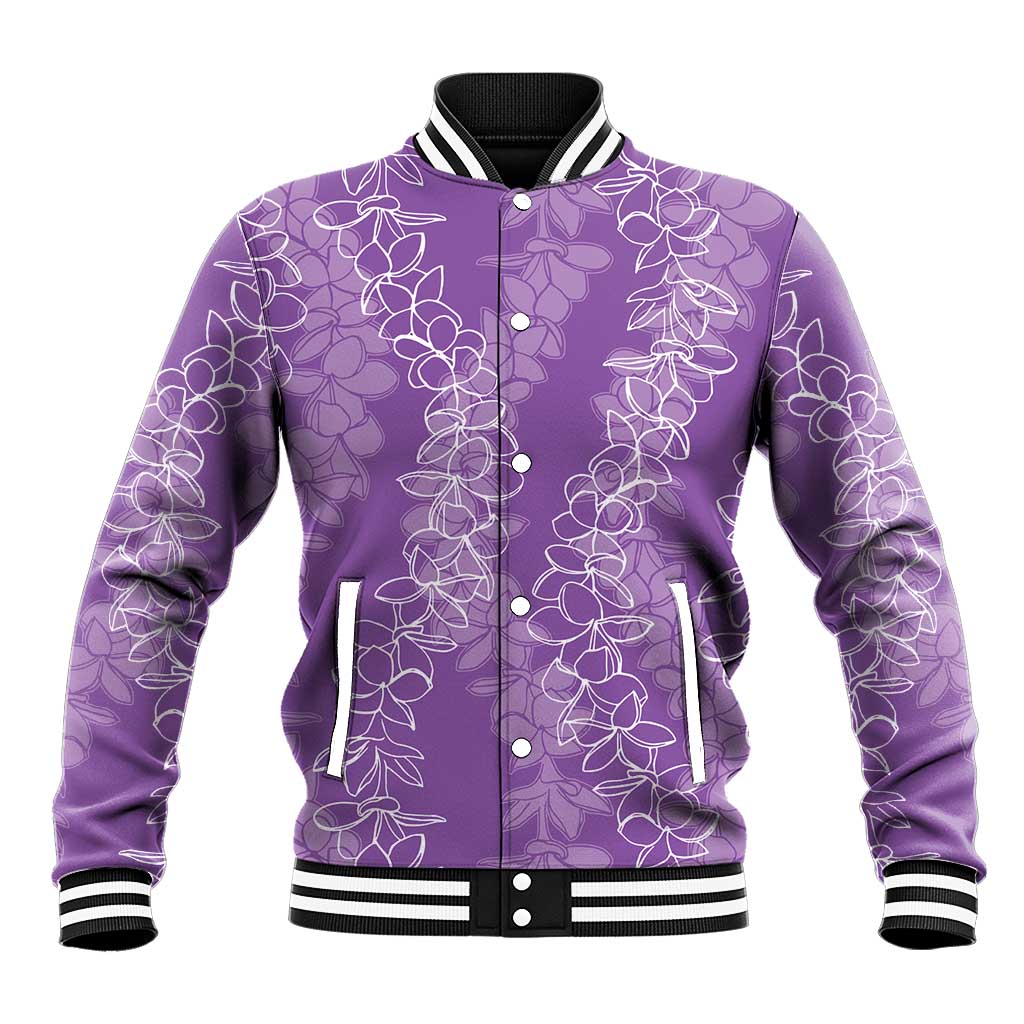 Hawaii Plumeria Lei Baseball Jacket Aloha Festive Vibe - Violet