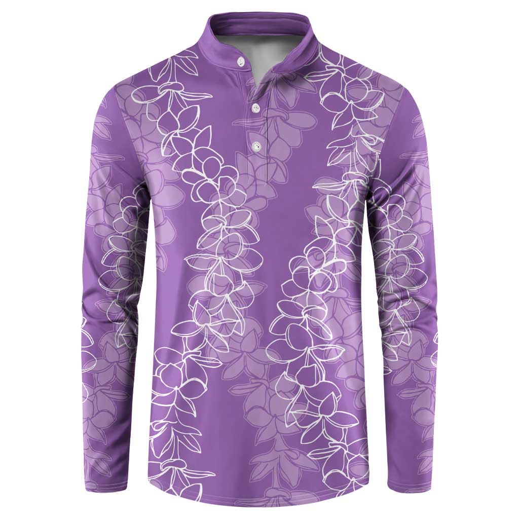 Hawaii Plumeria Lei Button Sweatshirt Aloha Festive Vibe - Violet