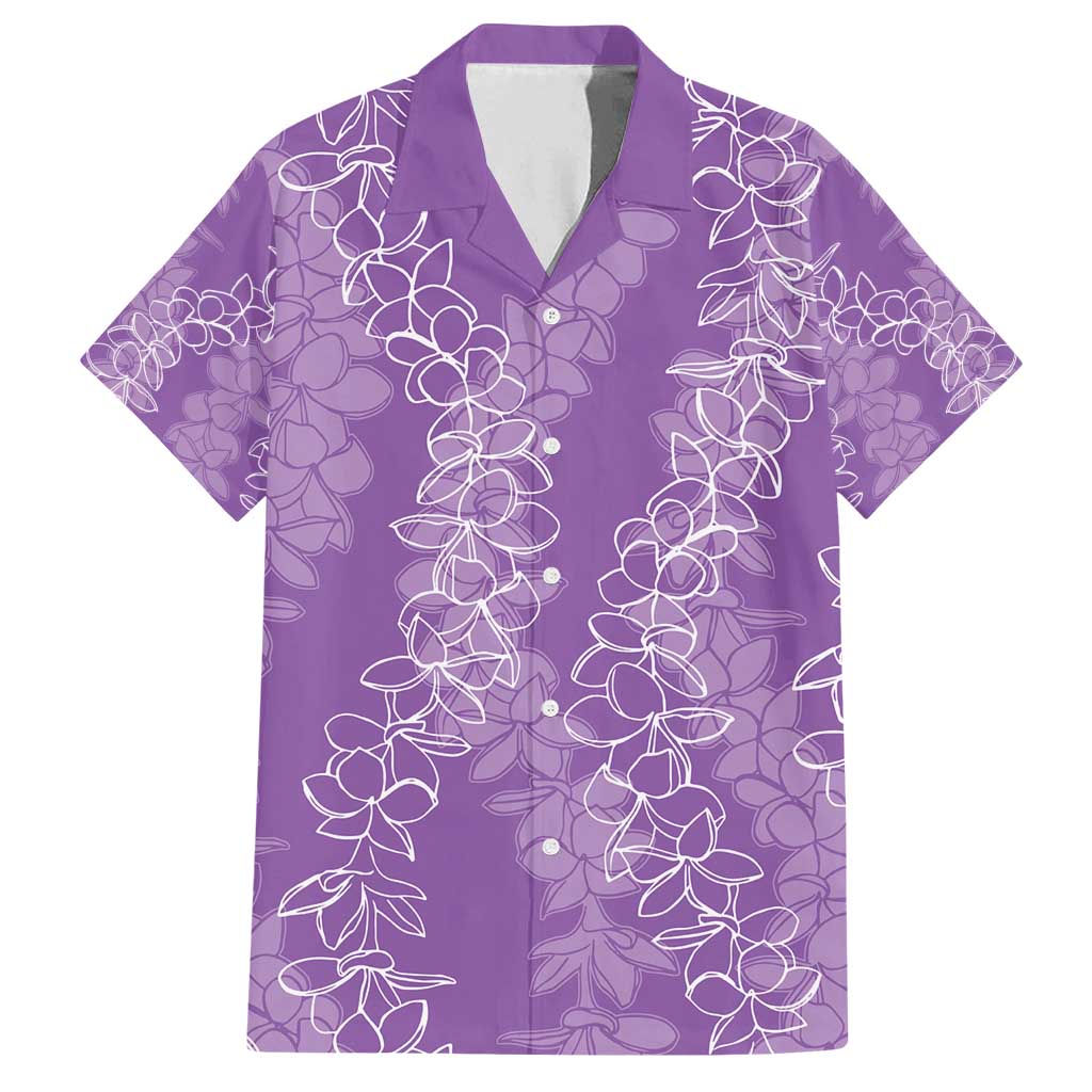 Hawaii Plumeria Lei Family Matching Off Shoulder Maxi Dress and Hawaiian Shirt Aloha Festive Vibe - Violet