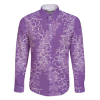 Hawaii Plumeria Lei Family Matching Off Shoulder Short Dress and Hawaiian Shirt Aloha Festive Vibe - Violet