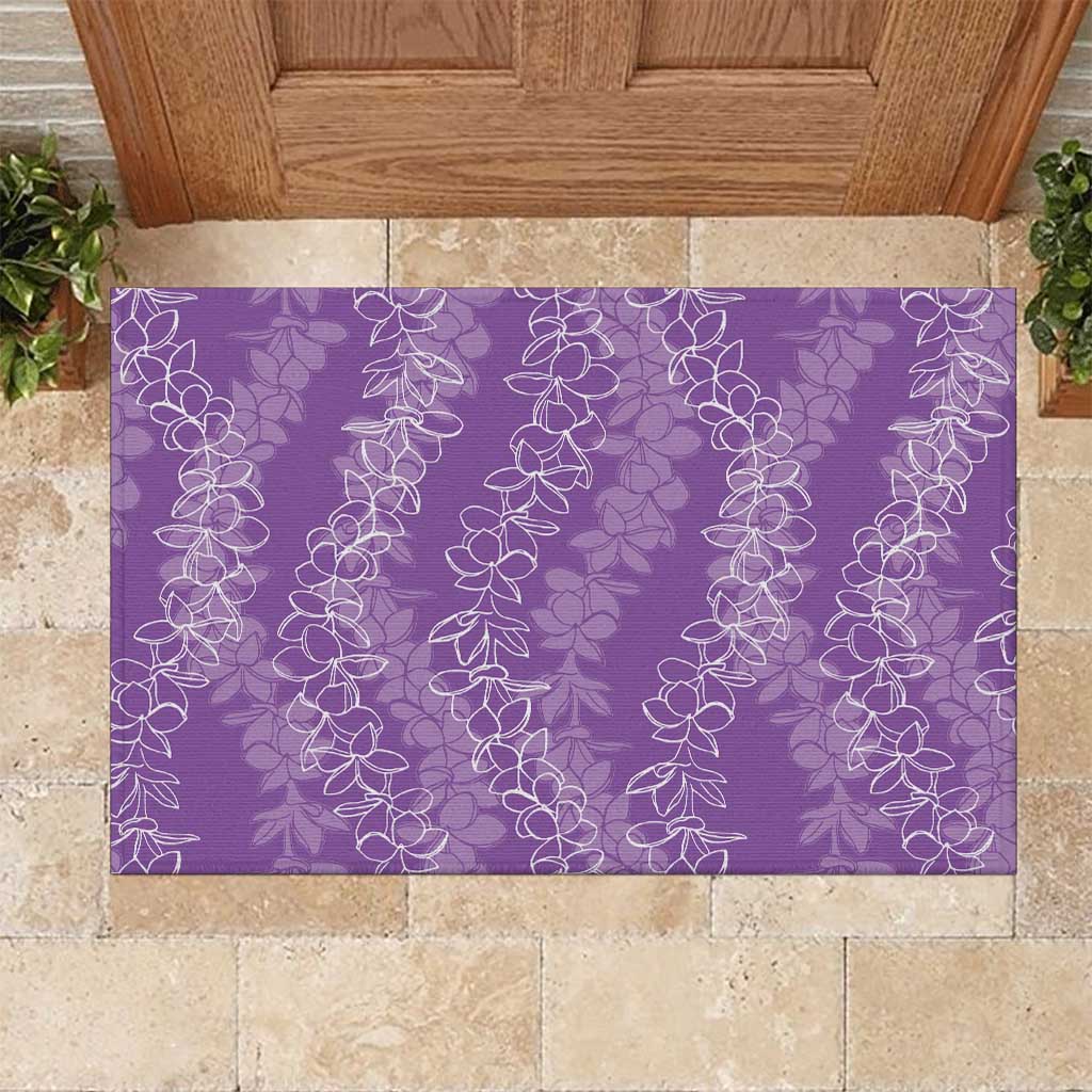 Hawaii Plumeria Lei Rubber Doormat Aloha Festive Vibe - Violet