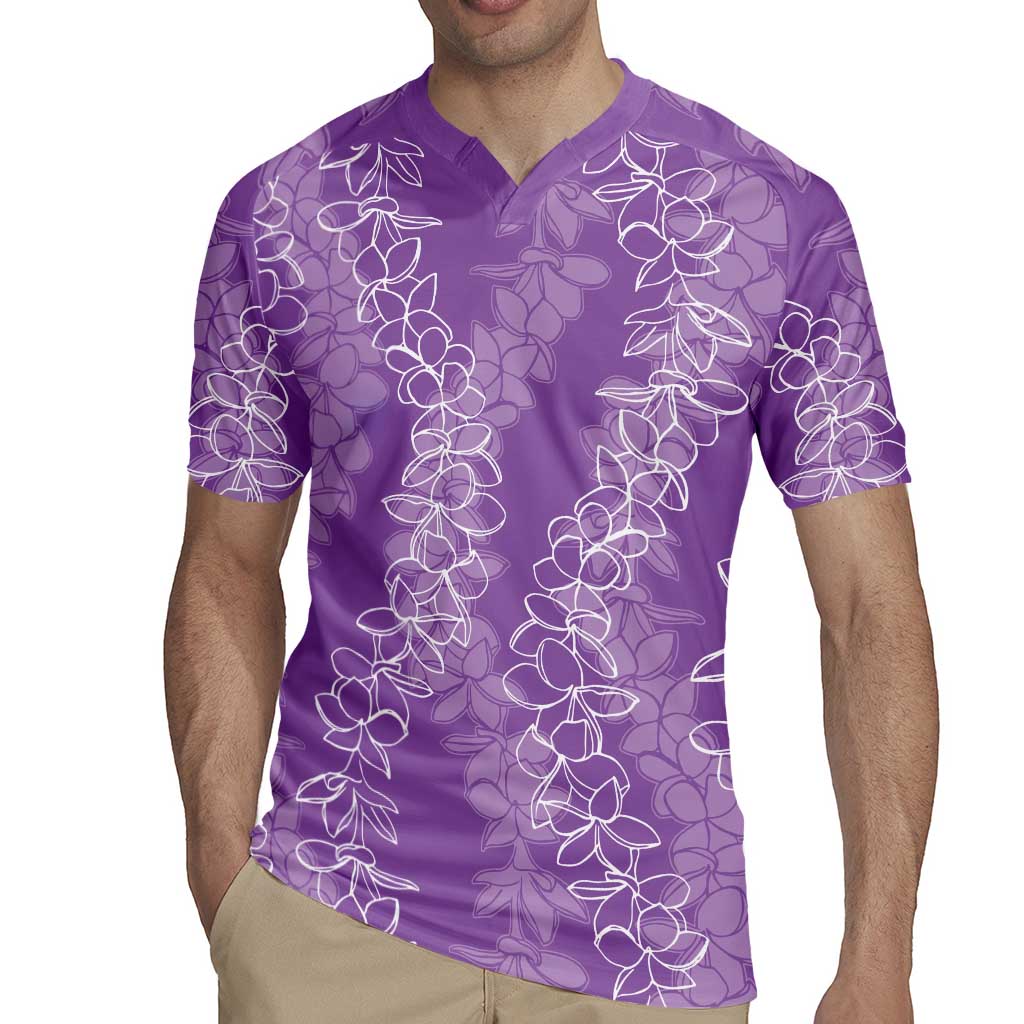 Hawaii Plumeria Lei Rugby Jersey Aloha Festive Vibe - Violet