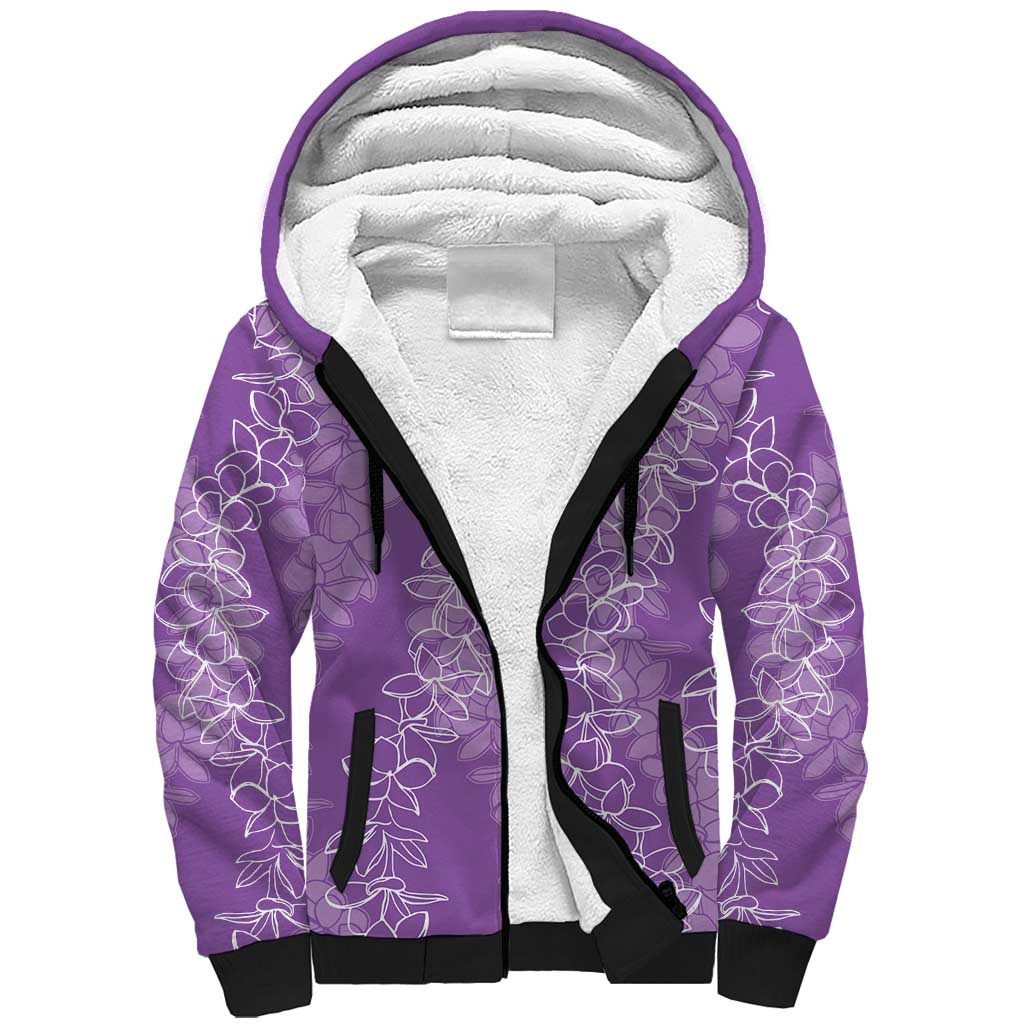 Hawaii Plumeria Lei Sherpa Hoodie Aloha Festive Vibe - Violet