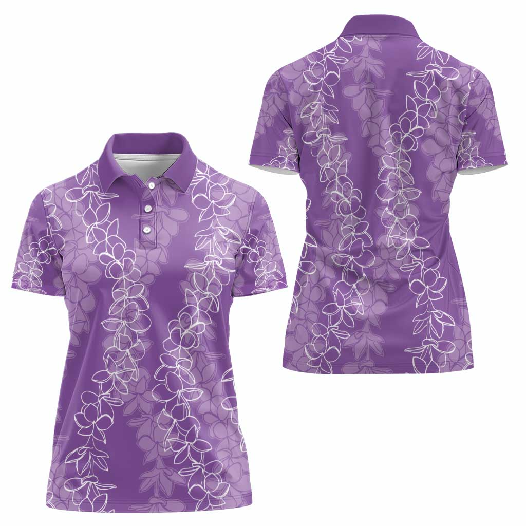 Hawaii Plumeria Lei Women Polo Shirt Aloha Festive Vibe - Violet