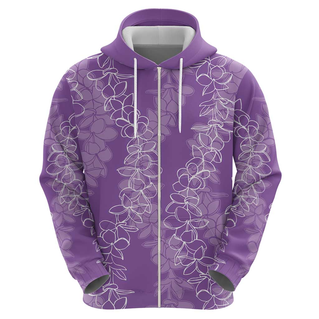 Hawaii Plumeria Lei Zip Hoodie Aloha Festive Vibe - Violet