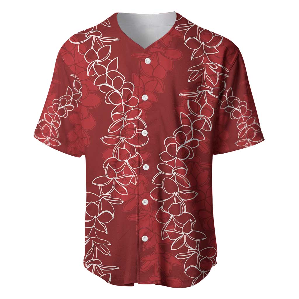 Hawaii Plumeria Lei Baseball Jersey Aloha Festive Vibe - Crimson