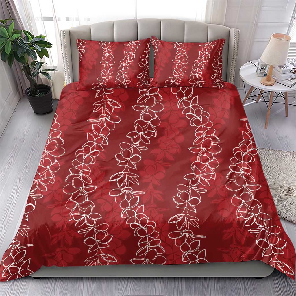 Hawaii Plumeria Lei Bedding Set Aloha Festive Vibe - Crimson