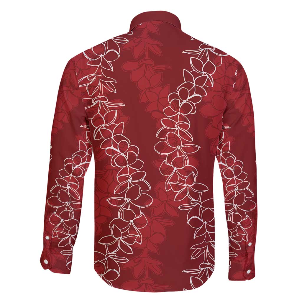 Hawaii Plumeria Lei Family Matching Short Sleeve Bodycon Dress and Hawaiian Shirt Aloha Festive Vibe - Crimson