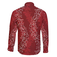 Hawaii Plumeria Lei Family Matching Short Sleeve Bodycon Dress and Hawaiian Shirt Aloha Festive Vibe - Crimson