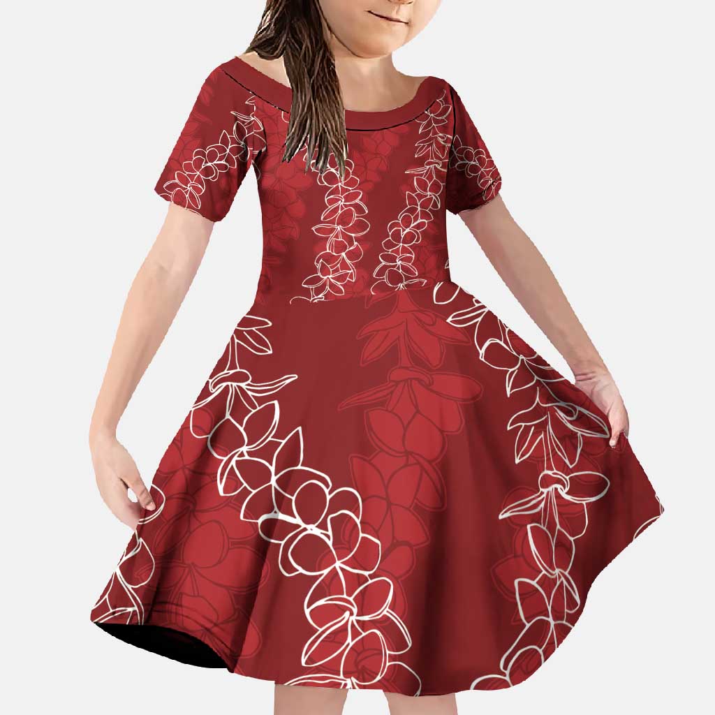 Hawaii Plumeria Lei Family Matching Tank Maxi Dress and Hawaiian Shirt Aloha Festive Vibe - Crimson