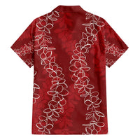 Hawaii Plumeria Lei Family Matching Tank Maxi Dress and Hawaiian Shirt Aloha Festive Vibe - Crimson