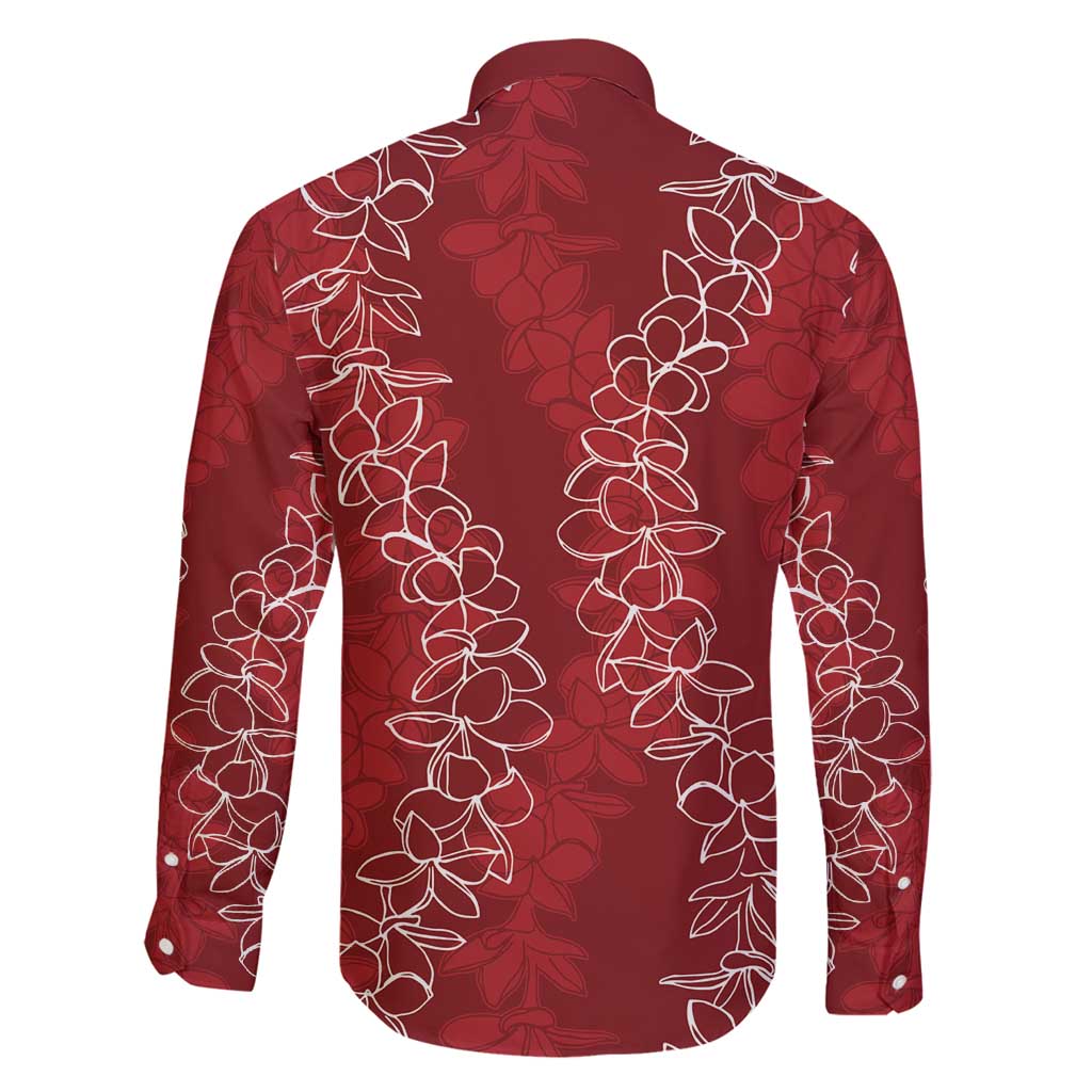 Hawaii Plumeria Lei Family Matching Tank Maxi Dress and Hawaiian Shirt Aloha Festive Vibe - Crimson