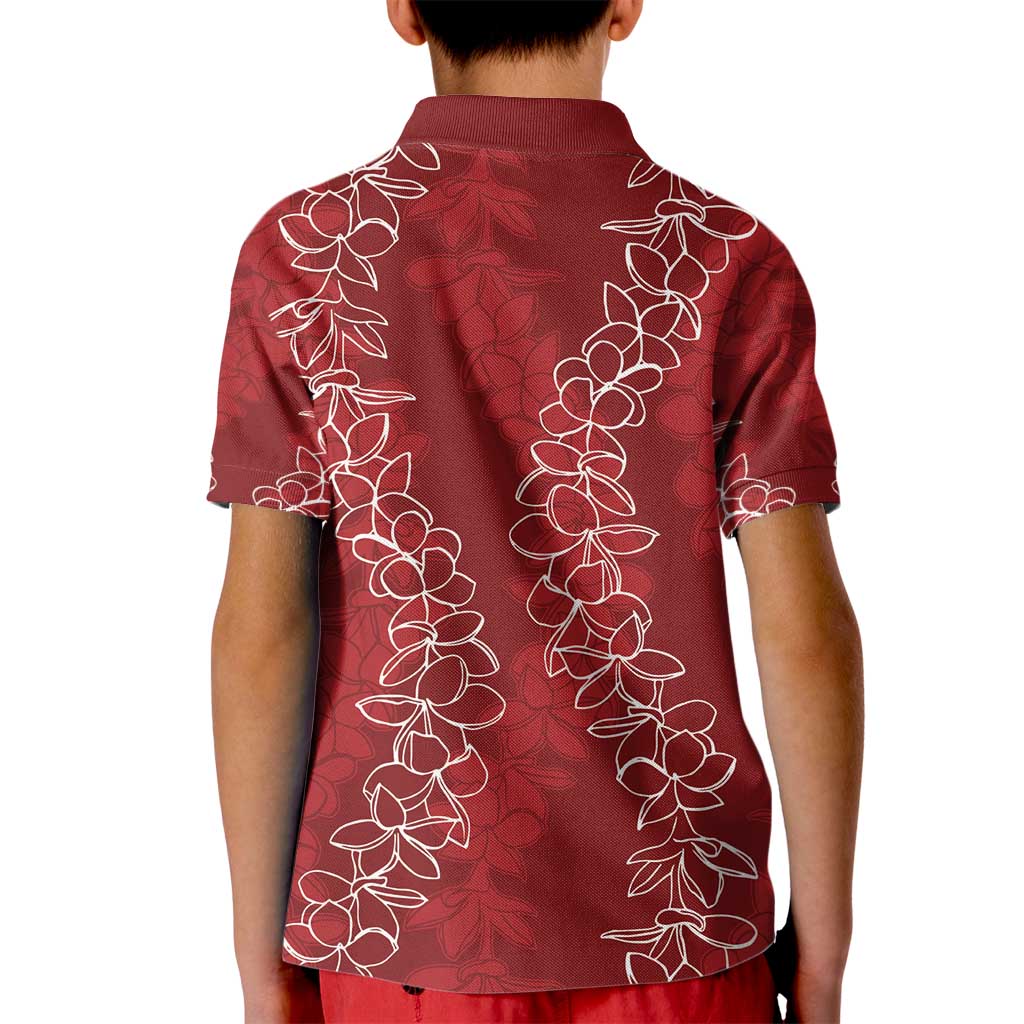 Hawaii Plumeria Lei Kid Polo Shirt Aloha Festive Vibe - Crimson