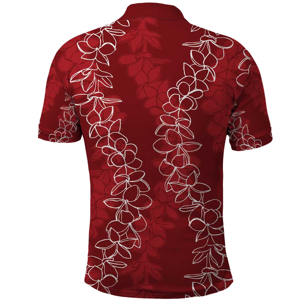 Hawaii Plumeria Lei Polo Shirt Aloha Festive Vibe - Crimson