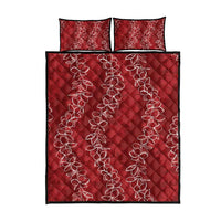 Hawaii Plumeria Lei Quilt Bed Set Aloha Festive Vibe - Crimson