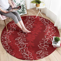 Hawaii Plumeria Lei Round Carpet Aloha Festive Vibe - Crimson
