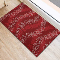 Hawaii Plumeria Lei Rubber Doormat Aloha Festive Vibe - Crimson