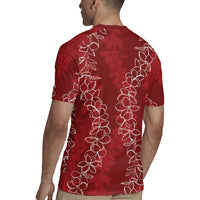 Hawaii Plumeria Lei Rugby Jersey Aloha Festive Vibe - Crimson