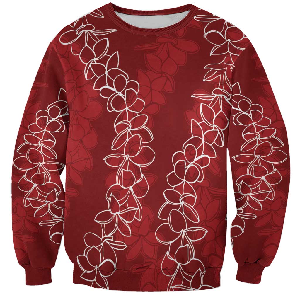 Hawaii Plumeria Lei Sweatshirt Aloha Festive Vibe - Crimson