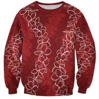 Hawaii Plumeria Lei Sweatshirt Aloha Festive Vibe - Crimson