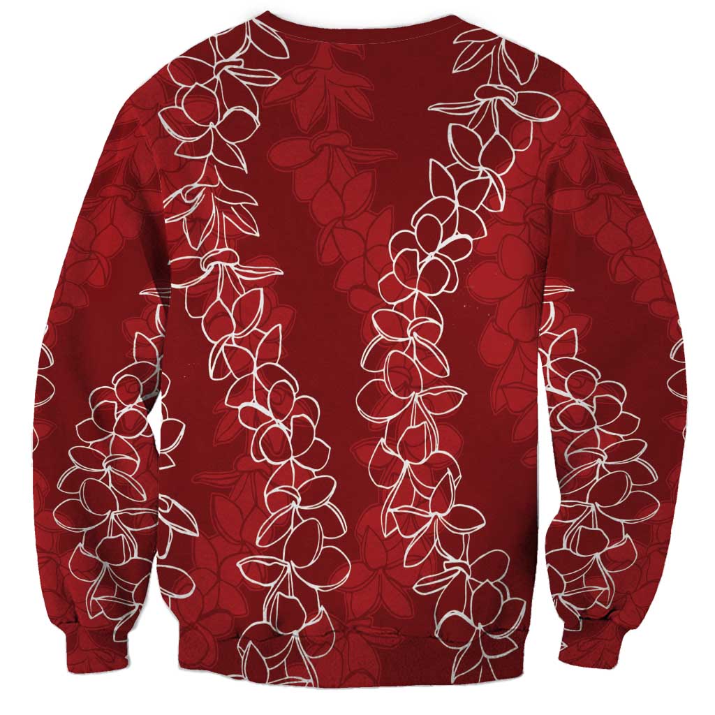 Hawaii Plumeria Lei Sweatshirt Aloha Festive Vibe - Crimson