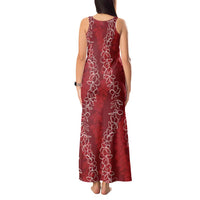 Hawaii Plumeria Lei Tank Maxi Dress Aloha Festive Vibe - Crimson