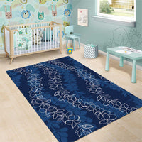 Hawaii Plumeria Lei Area Rug Aloha Festive Vibe - Navy Blue