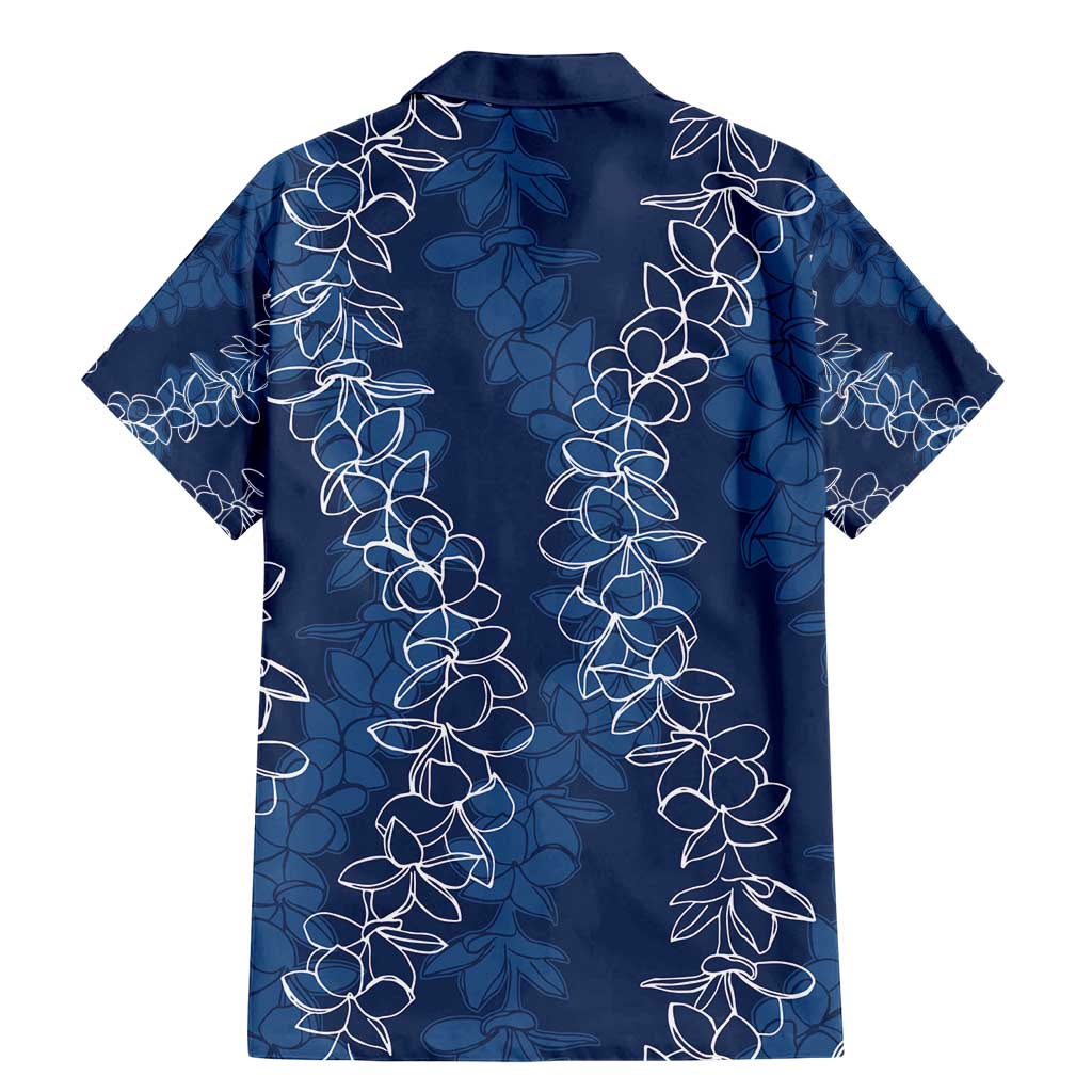Hawaii Plumeria Lei Family Matching Mermaid Dress and Hawaiian Shirt Aloha Festive Vibe - Navy Blue