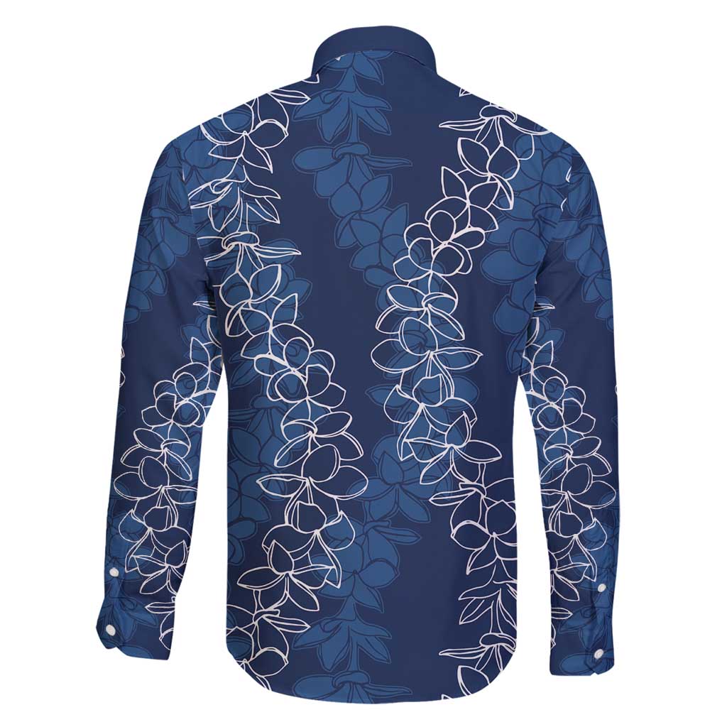 Hawaii Plumeria Lei Family Matching Mermaid Dress and Hawaiian Shirt Aloha Festive Vibe - Navy Blue