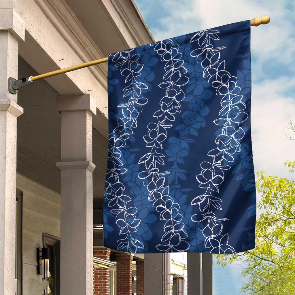 Hawaii Plumeria Lei Garden Flag Aloha Festive Vibe - Navy Blue