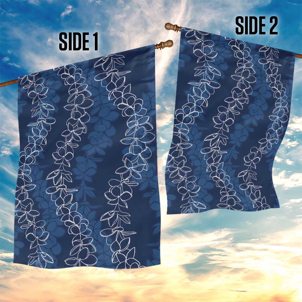 Hawaii Plumeria Lei Garden Flag Aloha Festive Vibe - Navy Blue